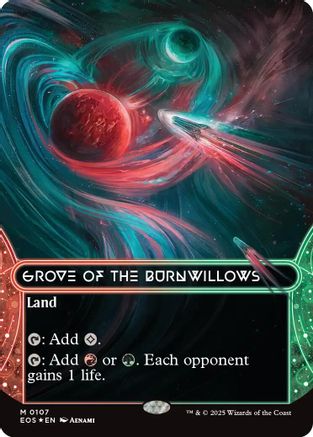 Grove of the Burnwillows (EOS-107) (Borderless) (Galaxy Foil) [Edge of Eternities: Stellar Sights] Foil