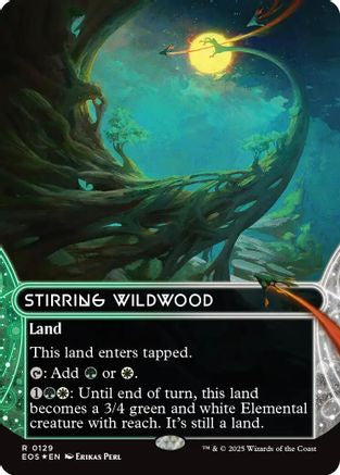 Stirring Wildwood (EOS-129) (Borderless) (Galaxy Foil) [Edge of Eternities: Stellar Sights] Foil