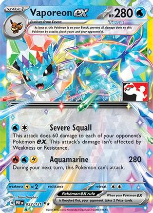 Vaporeon ex (023/131) [Prize Pack Series Cards] Holofoil - Double Rare