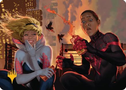 Heroes' Hangout Art Card (Gold-Stamped Planeswalker Symbol) (AASPM-014) [Art Series: Marvel's Spider-Man]