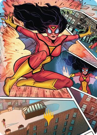 Spider-Woman, Stunning Savior Art Card (Gold-Stamped Planeswalker Symbol) (AASPM-051) [Art Series: Marvel's Spider-Man]