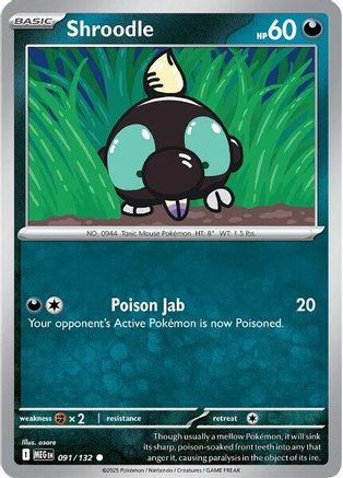 Shroodle (091/132) [ME01 Mega Evolution] Reverse Holofoil - Common