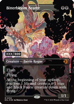 Bitterbloom Bearer (Borderless) (Serial Numbered) (ECL-352) [Lorwyn Eclipsed] Foil