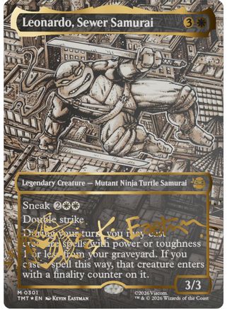 Leonardo, Sewer Samurai (Borderless) (Gold-Stamped Signature) (TMT-301) [Teenage Mutant Ninja Turtles] Foil