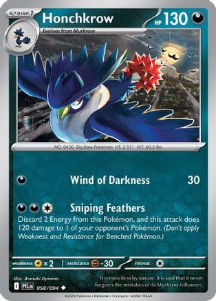 Honchkrow (058) [ME02 Phantasmal Flames] Reverse Holofoil - Uncommon