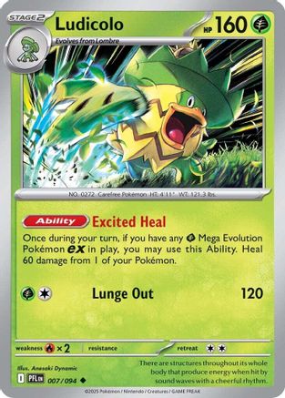 Ludicolo (007/094) [ME02 Phantasmal Flames] Reverse Holofoil - Uncommon