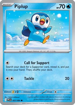 Piplup (027/094) [ME02 Phantasmal Flames] Reverse Holofoil - Common