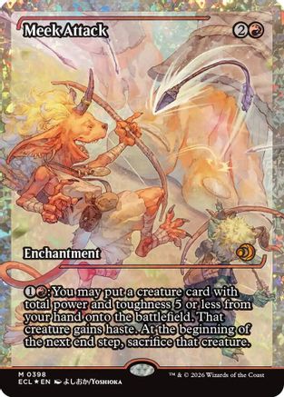 Meek Attack (ECL-398) (Showcase) (Fracture Foil) [Lorwyn Eclipsed] Foil