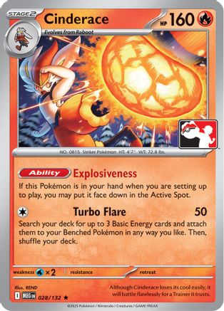 Cinderace (028/132) [Prize Pack Series Cards] - Rare
