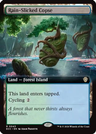 Rain-Slicked Copse (Extended Art) (ECC-043) [Commander: Lorwyn Eclipsed]