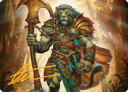 Ajani, Outland Chaperone Art Card (Gold-Stamped Signature) (ASECL-028) [Art Series: Lorwyn Eclipsed]