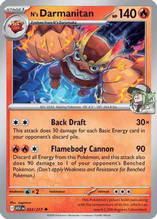 N's Darmanitan (033) [ME Ascended Heroes] Reverse Holofoil - Uncommon