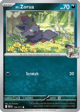 N's Zorua (136) [ME Ascended Heroes] Reverse Holofoil - Common