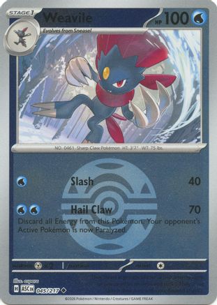 Weavile (Dusk Ball) (045/217) [ME Ascended Heroes] Reverse Holofoil - Uncommon