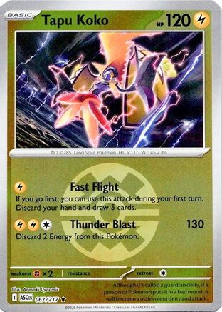 Tapu Koko (Quick Ball) (067) [ME Ascended Heroes] Reverse Holofoil - Rare
