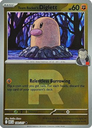 Team Rocket's Diglett (Team Rocket) (100) [ME Ascended Heroes] Reverse Holofoil - Common