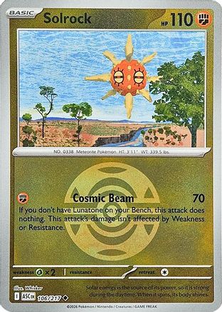 Solrock (Dusk Ball) (106) [ME Ascended Heroes] Reverse Holofoil - Uncommon
