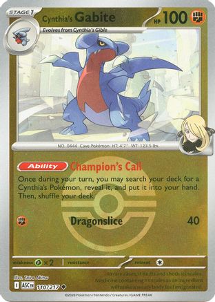 Cynthia's Gabite (Poke Ball) (110) [ME Ascended Heroes] Reverse Holofoil - Uncommon