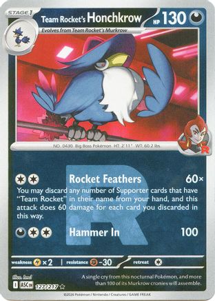 Team Rocket's Honchkrow (Team Rocket) (127) [ME Ascended Heroes] Reverse Holofoil - Rare