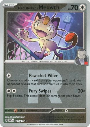 Team Rocket's Meowth (Team Rocket) (161) [ME Ascended Heroes] Reverse Holofoil - Common