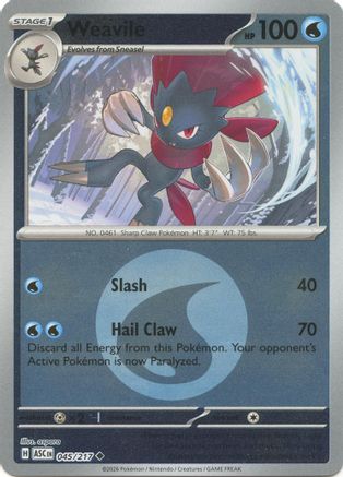 Weavile (Energy Symbol Pattern) (045/217) [ME Ascended Heroes] Reverse Holofoil - Uncommon