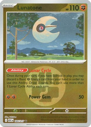 Lunatone (Energy Symbol Pattern) (105) [ME Ascended Heroes] Reverse Holofoil - Rare