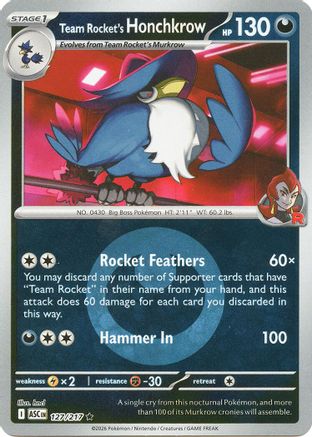 Team Rocket's Honchkrow (Energy Symbol Pattern) (127) [ME Ascended Heroes] Reverse Holofoil - Rare