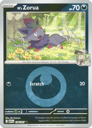 N's Zorua (Energy Symbol Pattern) (136) [ME Ascended Heroes] Reverse Holofoil - Common