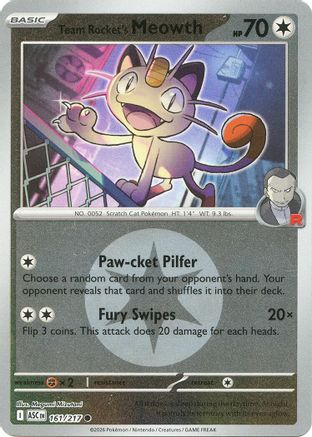 Team Rocket's Meowth (Energy Symbol Pattern) (161) [ME Ascended Heroes] Reverse Holofoil - Common