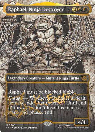 Raphael, Ninja Destroyer (Borderless) (Gold-Stamped Signature) (TMT-303) [Teenage Mutant Ninja Turtles] Foil