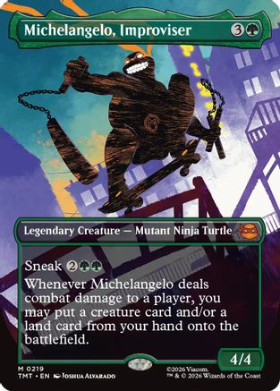 Michelangelo, Improviser (Borderless) (TMT-219) [Teenage Mutant Ninja Turtles] Foil