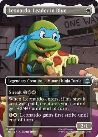 Leonardo, Leader in Blue (Borderless) (TMT-196) [Teenage Mutant Ninja Turtles] Foil