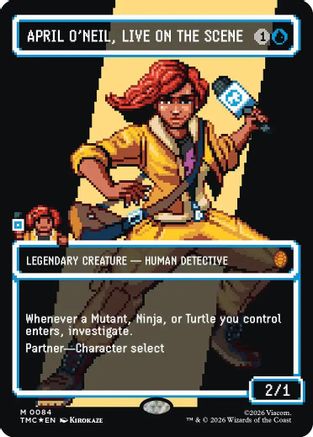 April O'Neil, Live on the Scene (Borderless) (Surge Foil) (TMC-084) [Commander: Teenage Mutant Ninja Turtles] Foil