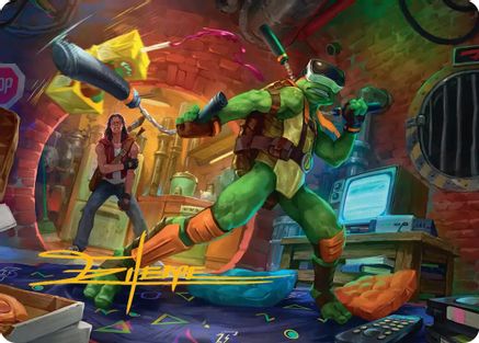 Michelangelo, Game Master Art Card (Gold-Stamped Signature) (ASTMT-013) [Art Series: Teenage Mutant Ninja Turtles]