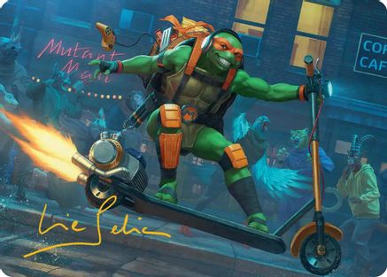 Michelangelo, On the Scene Art Card (Gold-Stamped Signature) (ASTMT-049) [Art Series: Teenage Mutant Ninja Turtles]