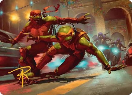 Raph & Mikey, Troublemakers Art Card (Gold-Stamped Signature) (ASTMT-017) [Art Series: Teenage Mutant Ninja Turtles]