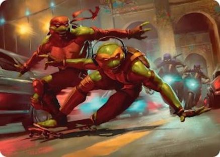 Raph & Mikey, Troublemakers Art Card (ASTMT-017) [Art Series: Teenage Mutant Ninja Turtles]