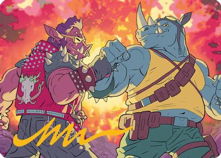 Bebop & Rocksteady Art Card (Gold-Stamped Signature) (ASTMT-029) [Art Series: Teenage Mutant Ninja Turtles]