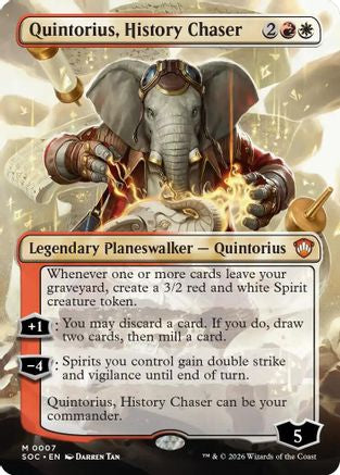 Quintorius, History Chaser (Borderless) (SOC-007) [Commander: Secrets of Strixhaven] Foil