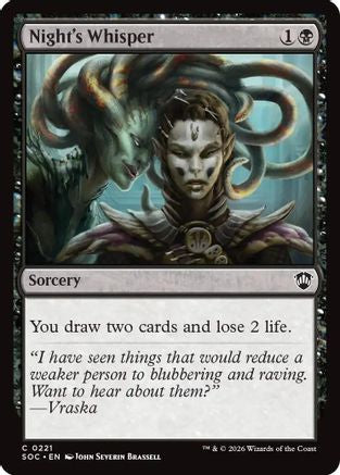 Night's Whisper (SOC-221) [Commander: Secrets of Strixhaven]