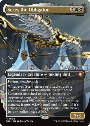 Scriv, the Obligator (Borderless) (SOC-009) [Commander: Secrets of Strixhaven]