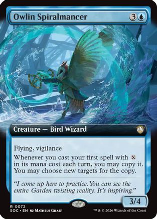 Owlin Spiralmancer (Extended Art) (SOC-072) [Commander: Secrets of Strixhaven]