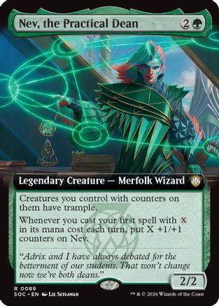 Nev, the Practical Dean (Extended Art) (SOC-089) [Commander: Secrets of Strixhaven]