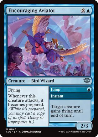 Encouraging Aviator (SOS-046) [Secrets of Strixhaven] Foil