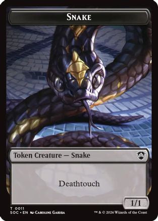 Snake // Zombie Double-Sided Token (SOC-11 // 12) [Commander: Secrets of Strixhaven]