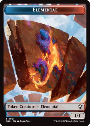 Elemental (0021) // Phyrexian Myr Double-Sided Token (SOC-21 // 8) [Commander: Secrets of Strixhaven] Foil