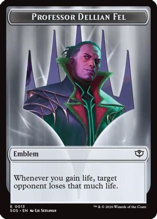 Emblem - Professor Dellian Fel  // Pest (0008) Double-Sided Token (SOS-13 // 8) [Secrets of Strixhaven]
