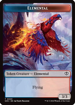 Elemental (0003) // Treasure Double-Sided Token (SOS-3 // 12) [Secrets of Strixhaven] Foil