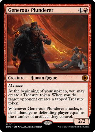 Generous Plunderer (PPOTJ-011) [Promo Pack: Outlaws of Thunder Junction] Foil