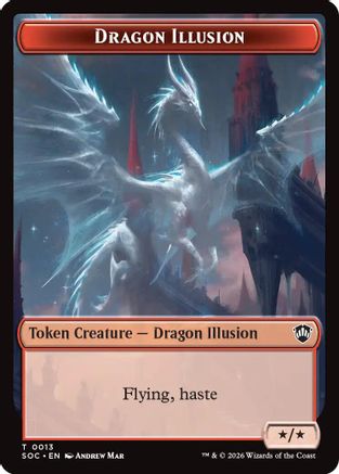 Dragon Illusion // Elemental (0019) Double-Sided Token (SOC-13 // 19) [Commander: Secrets of Strixhaven] Foil